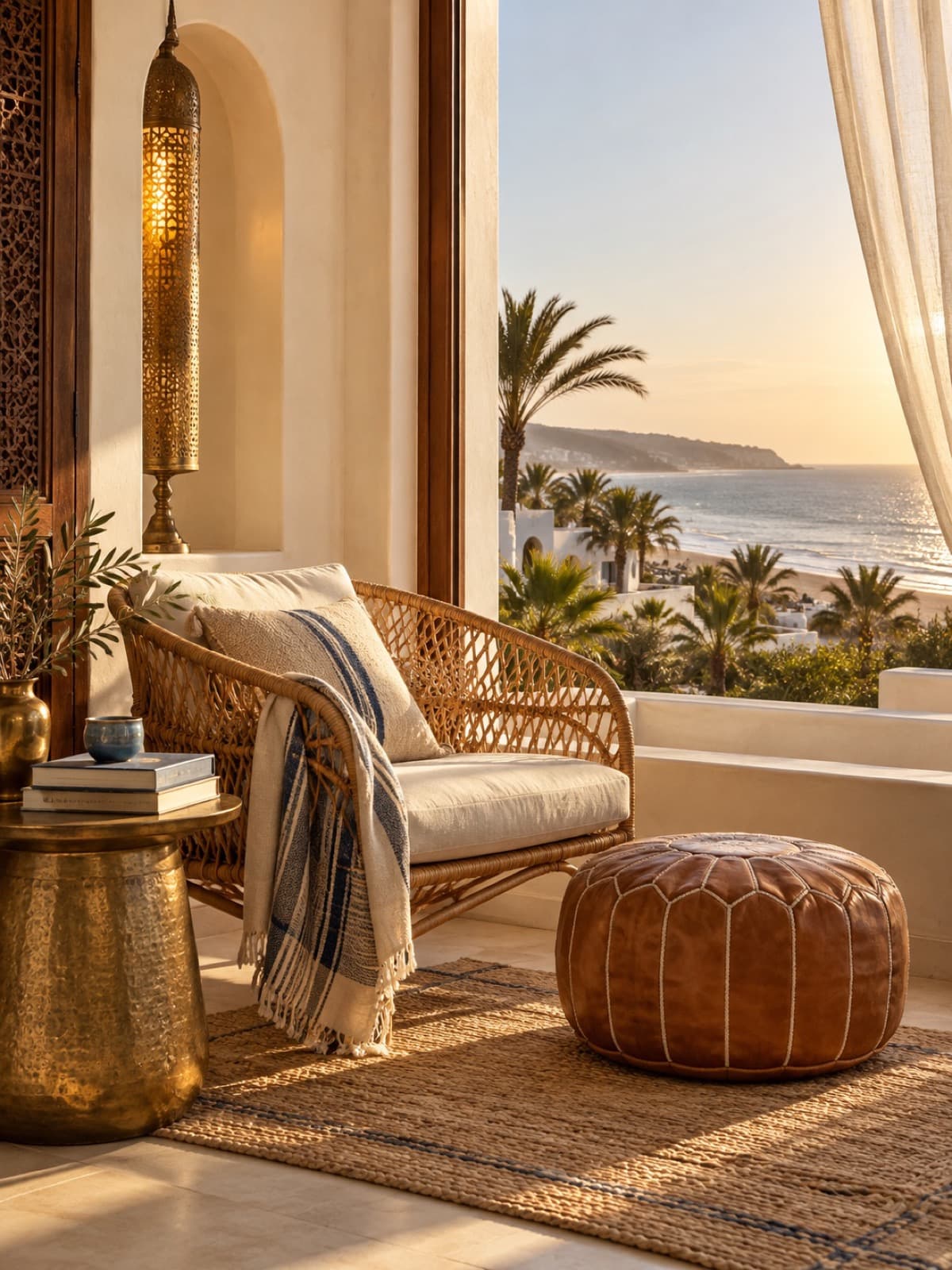 Reading nook with a view of the sea